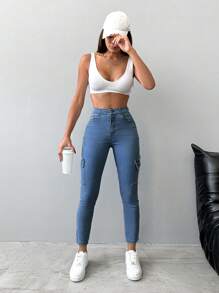 Quần Jeans Cargo Túi Nắp - Rửa nhẹ - Xem 3