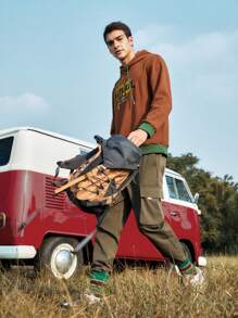 In My Nature Men's Letter Printed Hooded Outdoor Sweatshirt