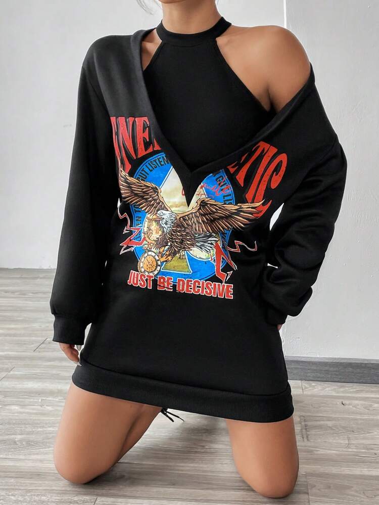 Vest And Monogram Eagle Two-piece Sweatshirt Set