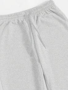 SHEIN Unity Solid Color Drawstring Sweatpants - Grey - View 4