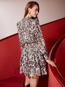 MOTF PREMIUM ALLOVER PRINT LANTERN SLEEVE DRESS