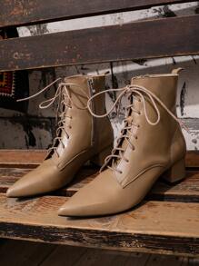 CUCCOO BIZCHIC 時尚女性前綁帶經典靴 - 卡其色 - 查看 2