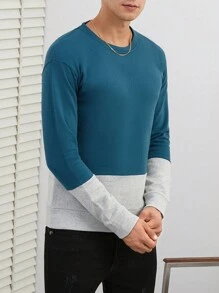 RueChic Nam Đơn giản Khối màu Vòng cổ Áo nỉ - Nhiều màu - Xem 4