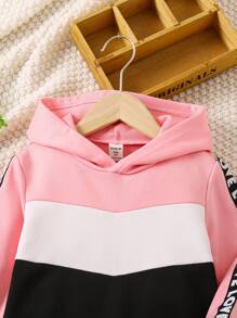 SHEIN Nhỏ bé Cô gái áo có mũ Vá lại Áo nỉ - Nhiều màu - Xem 6