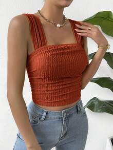 Chiquease Solid Color Short Length Women's Tank Top For Summer - Maroon - View 3