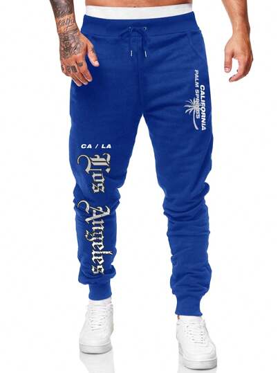 Street Life Pantalones cargo de cordón con cintura para hombre, estampado de letra, escolar