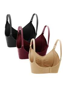 SHEIN 孕婦3件褶邊哺乳內衣 - 彩色 - 查看 4