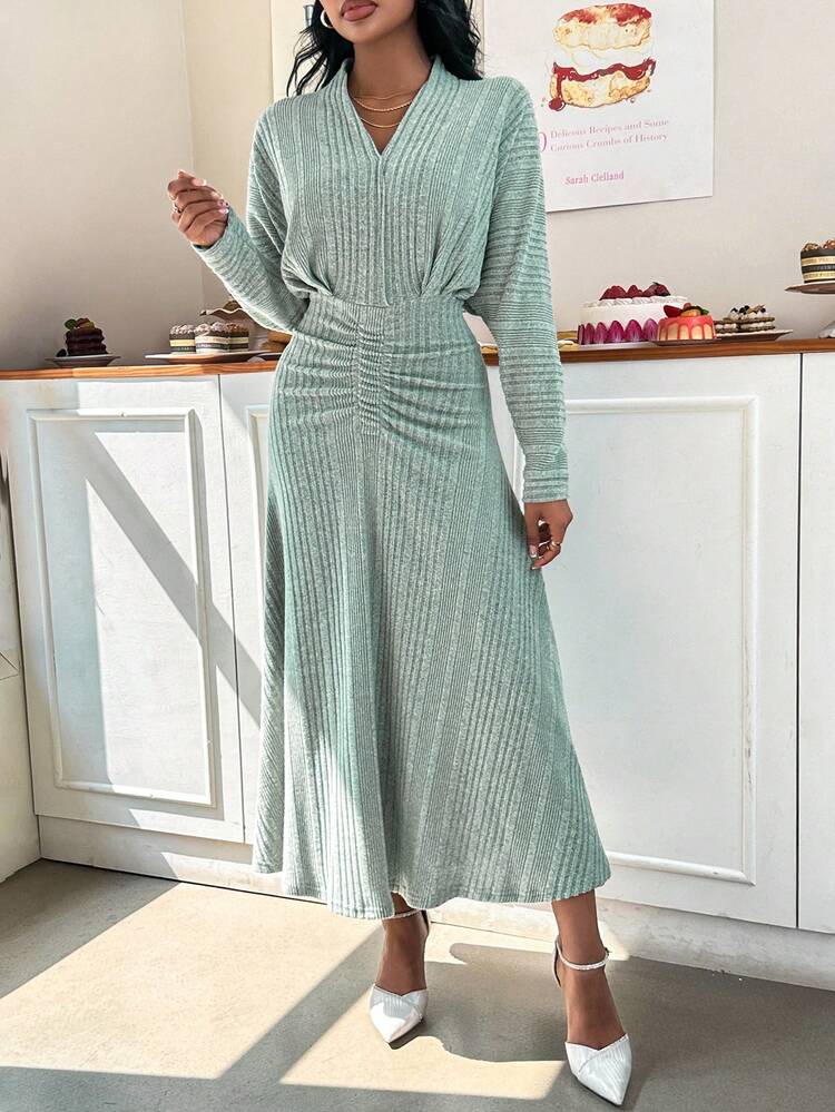 Batwing Sleeve Ruched Dress