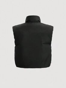 GENKIRA Puffer Casual Solid Color Vest For Winter Fall Cloth For Women - Black - View 9