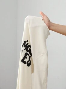 SHEIN EZwear Letter Printed Turtleneck Dress - Apricot - View 7