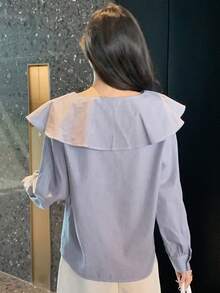 Dazy Star Camisa De Rayas Con Dobladillo Con Volantes - Azul - Ver 2