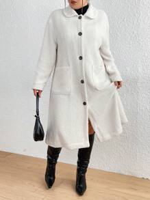 Flirla Warm Plush Long Coat - Apricot - View 5