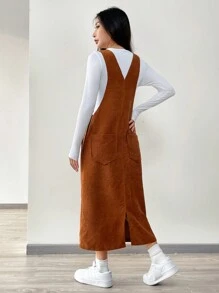 SHEIN EZwear 女用棕色梭織連身裙 - 摩卡棕 - 查看 2