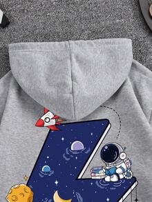 印有閃電和宇航員圖案的帽衫 - 灰色 - 查看 3