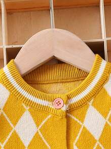 Baby Boys' Diamond Pattern Button-up Cardigan - Yellow - View 3