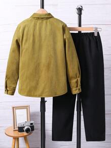 SHEIN Men's Two Piece Set: Thickened Shirt And Pants - Multicolor - View 2