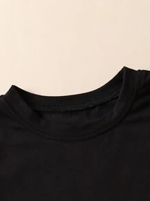 SHEIN Pacchetto Multi-Pack Di Magliette Bianche E Nere A Girocollo Per Bambini In Età Prescolare, Adatto Per Lestate, Luso Quotidiano E Allaperto, Facili Da Abbinare E Comode Da Indossare - Bianco e nero - Visualizzare 4