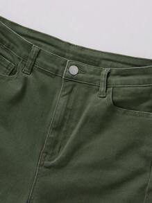 SHEIN 少女破洞牛仔褲 - 軍綠色 - 查看 4