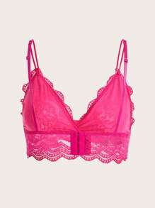 بكيني مزين بالدانتيل الأزهار، ملابس داخلية جذابة - روز أحمر - مشاهدة 2