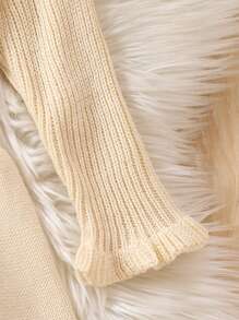 SHEIN Little Girls' Ruffle Sleeve Sweater Dress - Beige - View 3