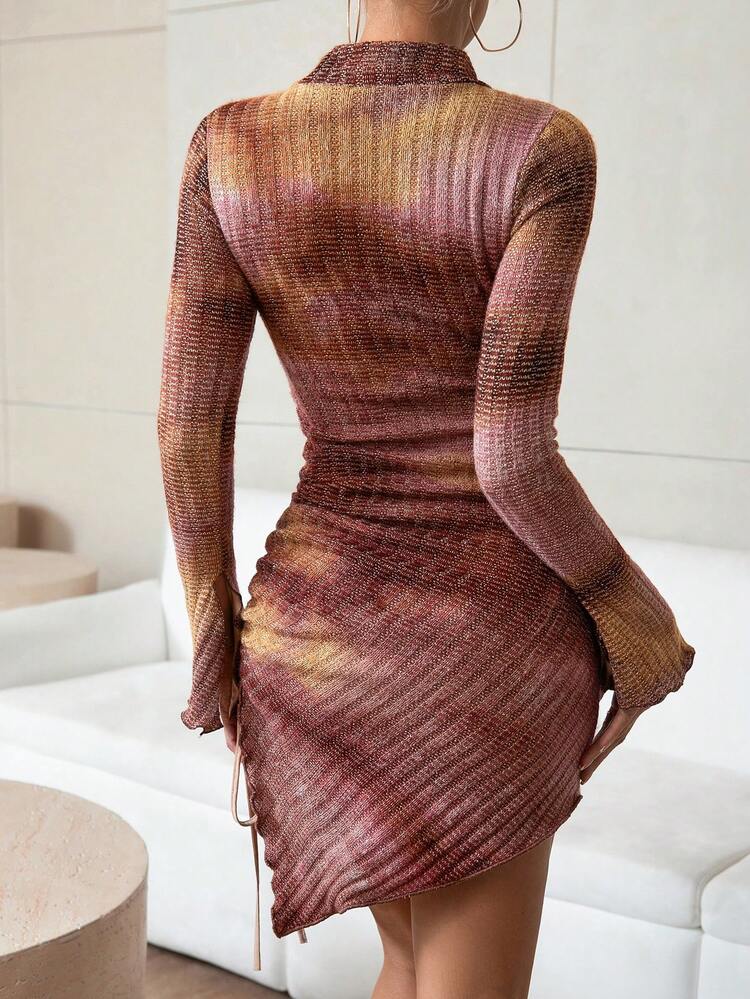 Women's Stand Neck Asymmetrical Knit Sweater Dress