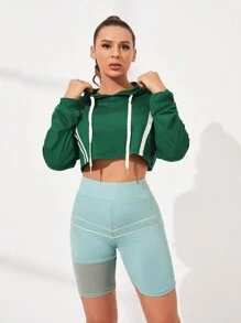 VARSIVA Striped Hooded Top & Leggings Two Pieces Set,Women Tennis Outfit - Multicolor - View 5