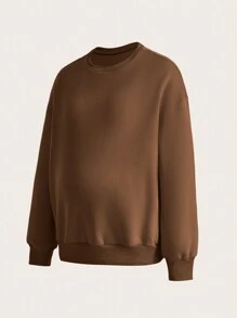 SHEIN Maternity Solid Color Fleece Sweatshirt (3pcs Set), For Winter - Multicolor - View 11