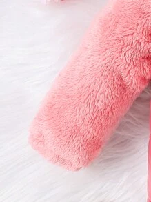 1件秋冬季時尚防風外套和厚實的嬰兒女裝毛絨外套 - 粉色 - 查看 4