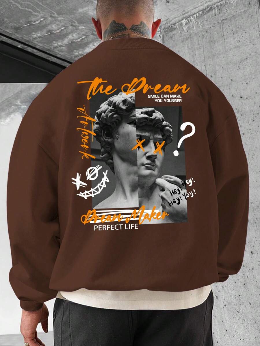 Manfinity EMRG Men's Sculpture Patterned Sweatshirt - Coffee Brown - View 1