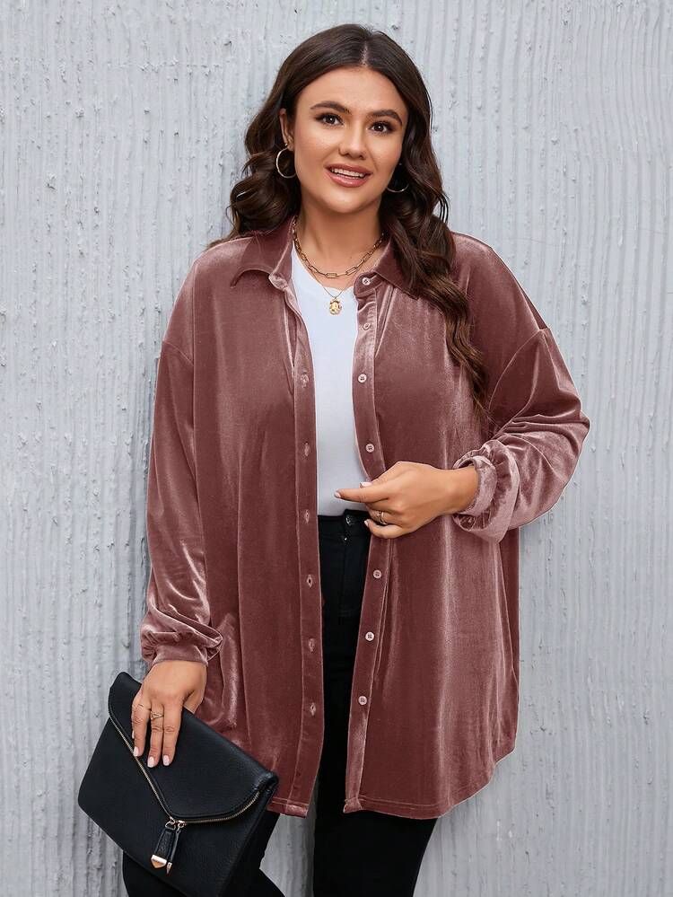 Plus Size Fall Women Christmas Textured Fabric Mini Plaid Flannel Doll Style Shirt Top Loose Casual Shirt Tops With Sleeves Blouse, For Winter