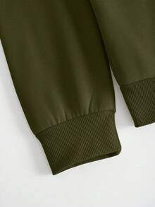 SHEIN LUNE Của phụ nữ Hình vẽ trái tâm Báo In Tay Raglan Hoodie - xanh quân đội - Xem 6