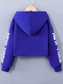 SHEIN Tween Girls' Letter Print Sweatshirt - Blue - View 2