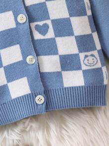 Baby Boys' Heart Checkerboard Pattern Cardigan - Blue - View 5