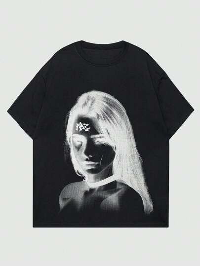 Goth Men's Printed Round Neck Short Sleeve T-Shirt, Suitable For Spring And Summer Daily Wear