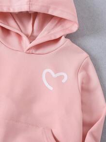 SHEIN 年輕女孩經典、極簡、舒適的秋冬三件套連帽運動衫套裝