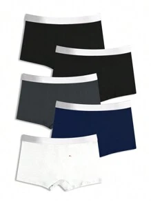 Men's Solid Color Boxer Briefs (5pcs/set) - Multicolor - View 2
