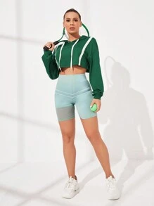 VARSIVA Striped Hooded Top & Leggings Two Pieces Set,Women Tennis Outfit - Multicolor - View 4