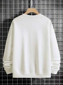 RueChic Men Bear Print Drop Shoulder Sweatshirt - White - View 3