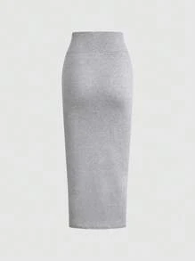 SHEIN Unity 純色裹腰裙 - 灰色 - 查看 2