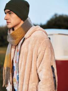 In My Nature 男士拉鏈開襟連帽毛絨夾克