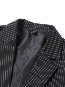 Manfinity Mode Nam Sọc Đen Ngực đơn Bộ đồ - màu đen - Xem 3