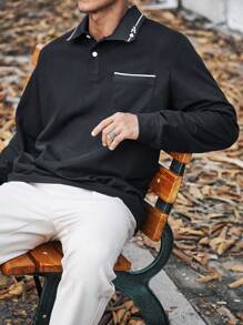 Manfinity Homme 男士大码拼接邊POLO衫 - 彩色 - 查看 6