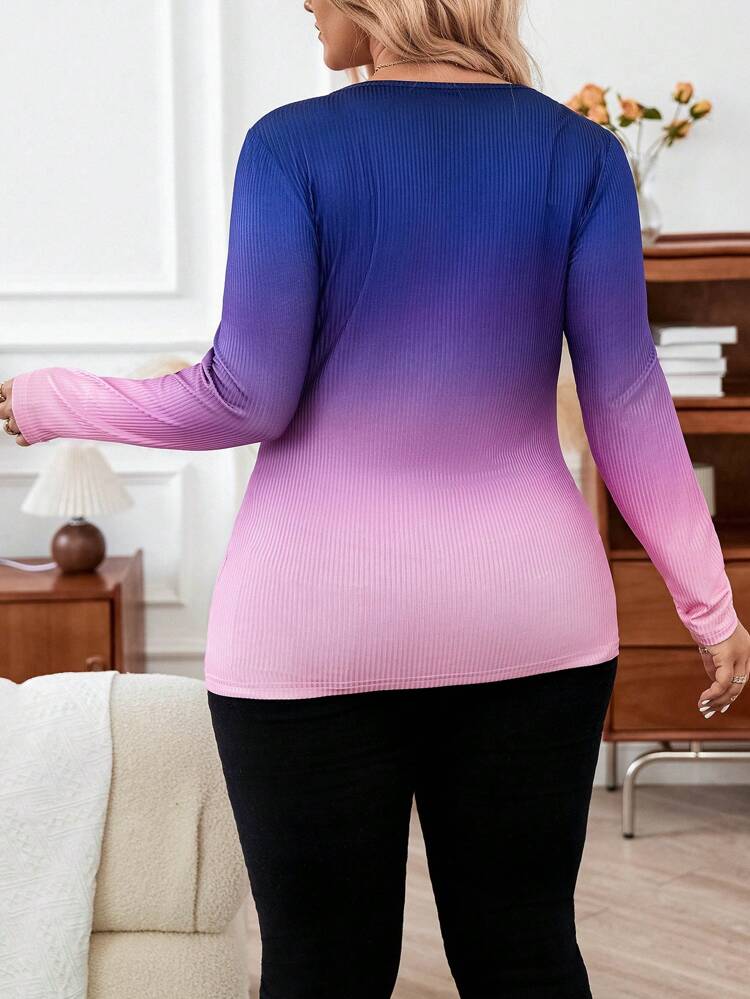 Women's Plus Size Gradient Color Fashion T-shirt