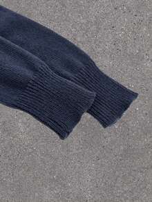 SHEIN EZwear 前繫帶麻花編織開襟衫 - 寶藍色 - 查看 4