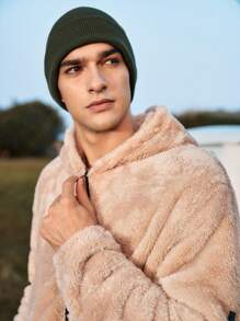 In My Nature 男士拉鏈開襟連帽毛絨夾克