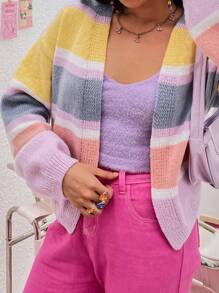 SHEIN Qutie Áo len cardigan màu khối cho nữ - Nhiều màu - Xem 6