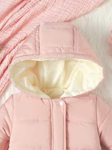 Baby Girls' Stylish & Casual Jumpsuit With Long Sleeve & Warm Coat, Suitable For Outdoor Activities, Winter - Multicolor - View 5