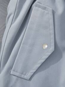 SHEIN Fluffy Hooded Jacket With Waist Drawstring, For Tween Girls - Khaki - View 5