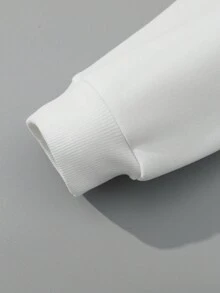 Calvaya Plus Size Letter Printed Fleece Sweatshirt - White - View 5