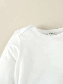 SHEIN Playful Pals 嬰兒男寶寶4件裝長袖連體衣 - 白色 - 查看 5